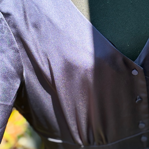 J Crew Navy Satin Button Prairie Dress - Picture 6 of 8